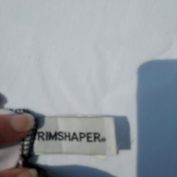 Black with Pink StripeTrimshaper Onepiece bathingsuit wi/ black and white piping - Picture 6 of 6